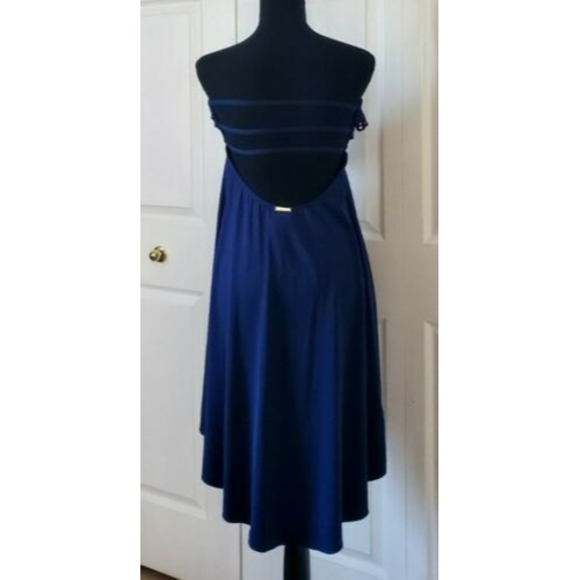 Laundry by Shelli Segal Blue Strapless Cocktail Dress High Low Fit & Flare Sz S - Picture 3 of 6
